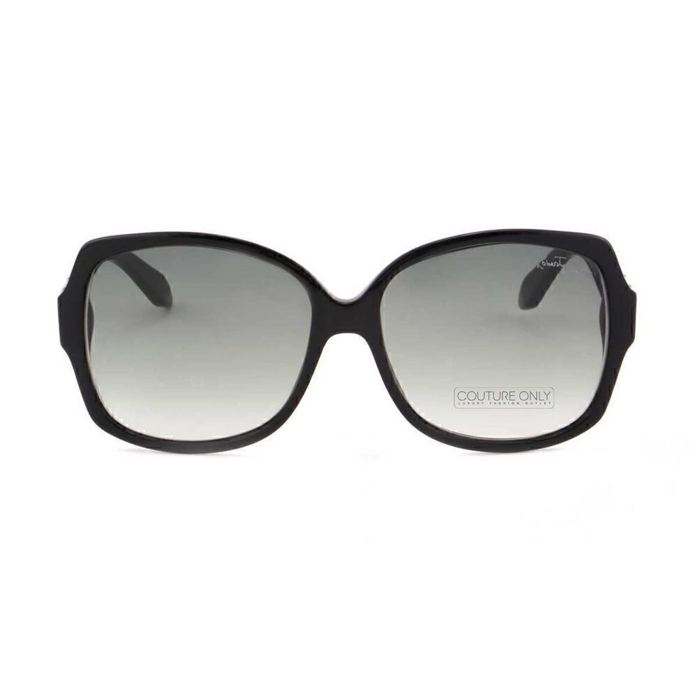 New Roberto Cavalli Women Black Square Sunglasses RC651S Gray-Olive Lens Classic - Picture 6 of 12